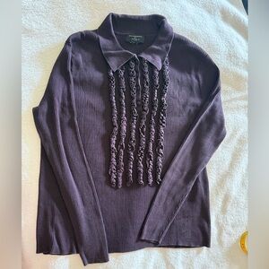 Philosophy Purple/Plum Ruffle Long Sleeved Shirt